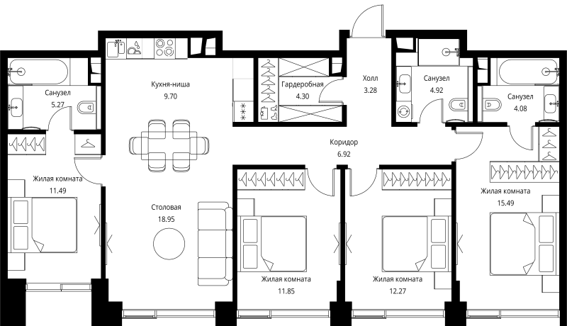 5 ккв (Евро) 108,5 м²