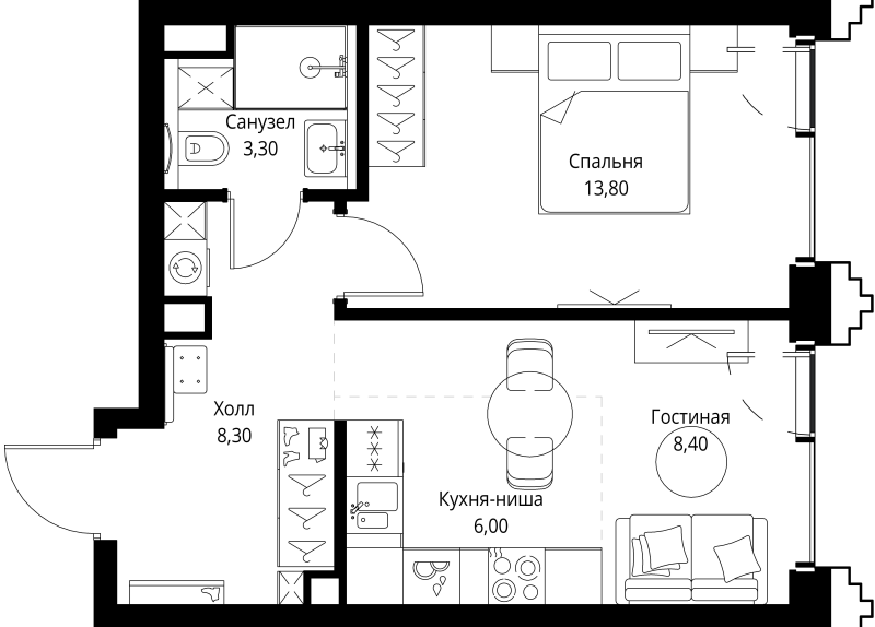 1 ккв 40,1 м²