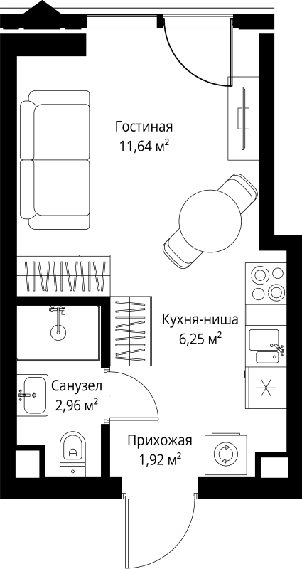 Студия 22,8 м²