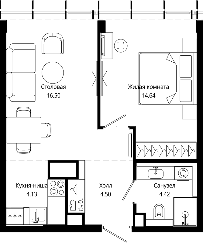 2 ккв (Евро) 44,1 м²