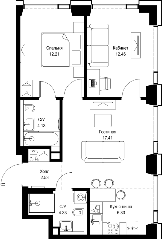 3 ккв (Евро) 59,4 м²