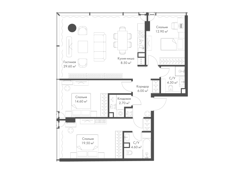 4 ккв (Евро) 102,7 м²