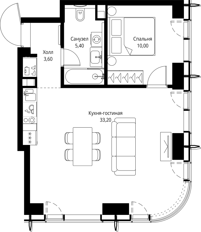 2 ккв (Евро) 52,2 м²