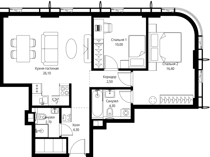 3 ккв (Евро) 66,3 м²