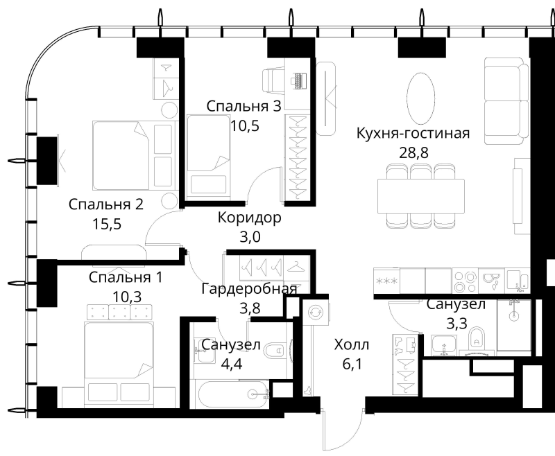 4 ккв (Евро) 85,7 м²