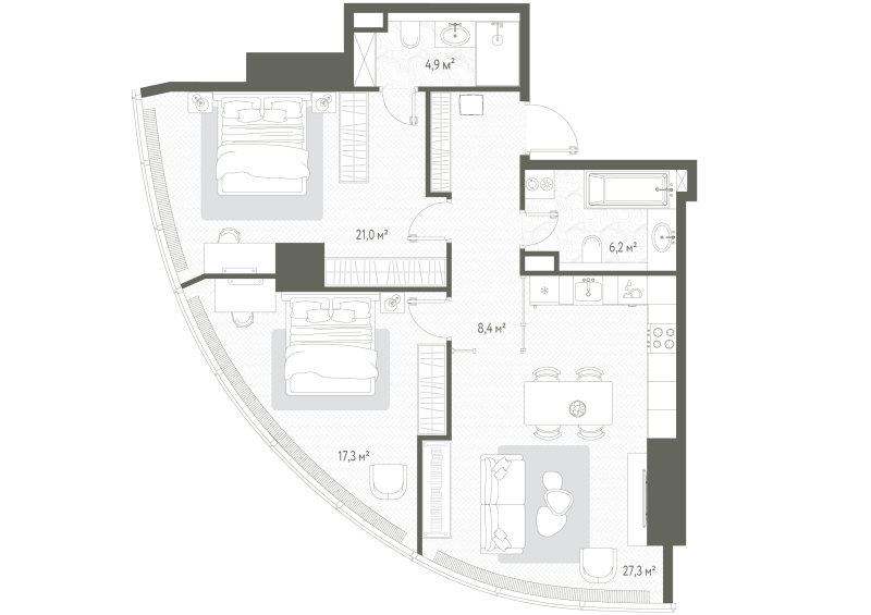 3 ккв (Евро) 85,1 м²