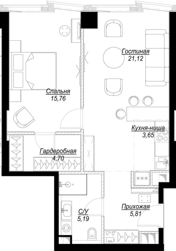 2 ккв (Евро) 56,4 м²