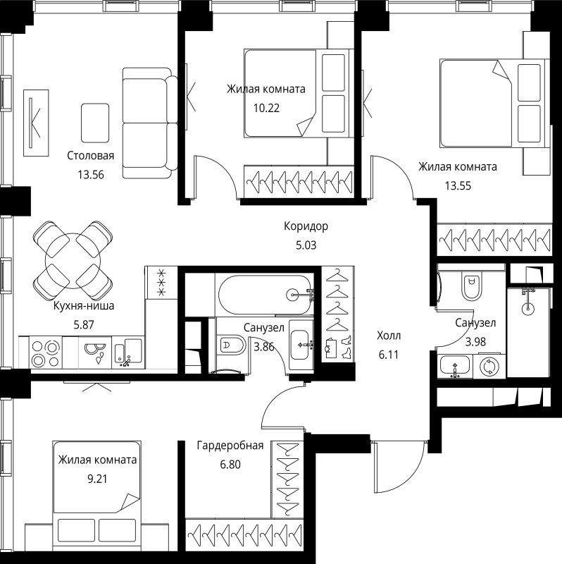 4 ккв (Евро) 78,2 м²