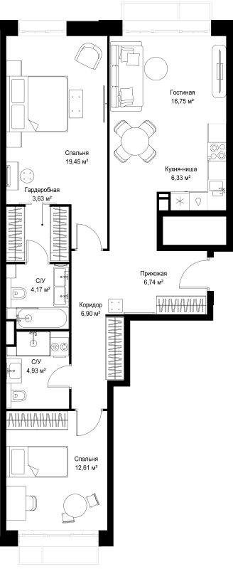 3 ккв (Евро) 81,5 м²
