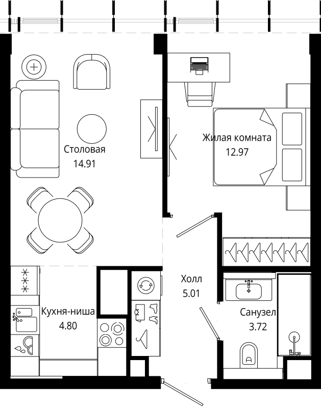 2 ккв (Евро) 41,4 м²