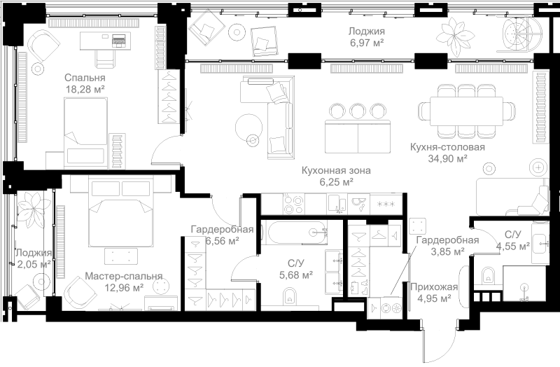 3 ккв (Евро) 107 м²