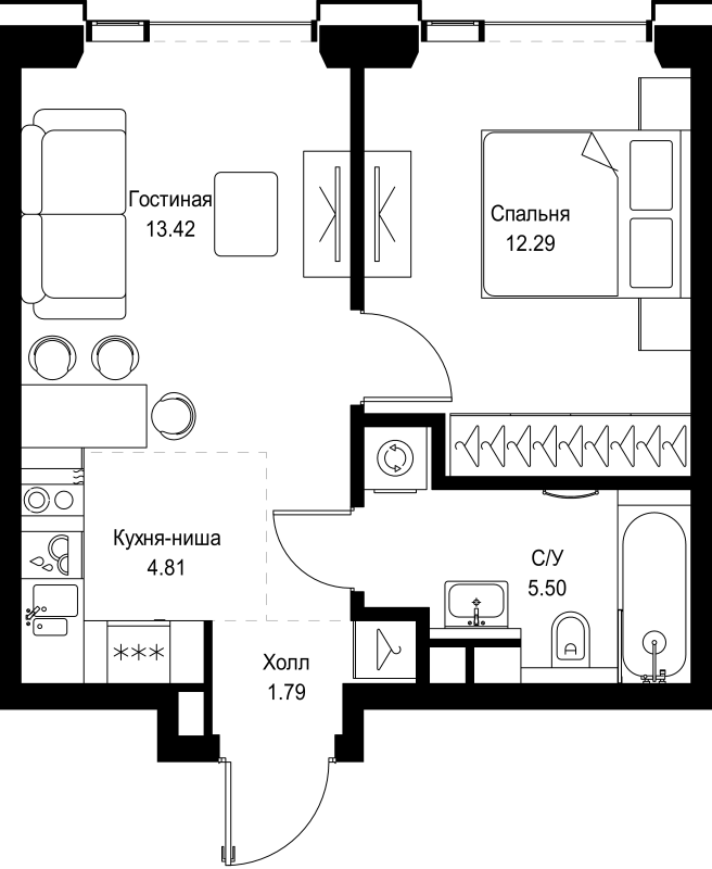 2 ккв (Евро) 37,8 м²