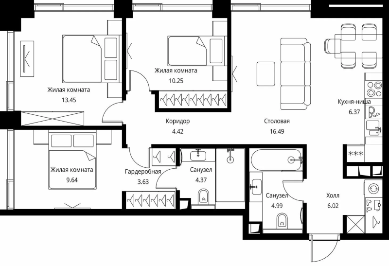 4 ккв (Евро) 79,6 м²
