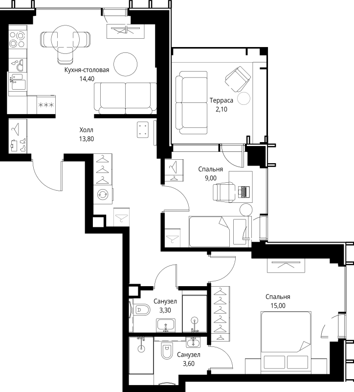 2 ккв 61,2 м²