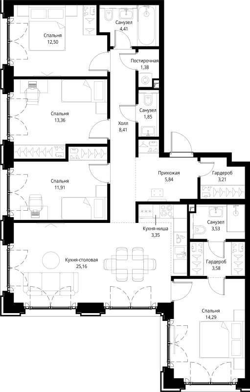 5 ккв (Евро) 112,8 м²