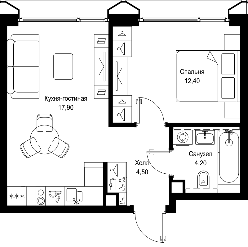 2 ккв (Евро) 39 м²
