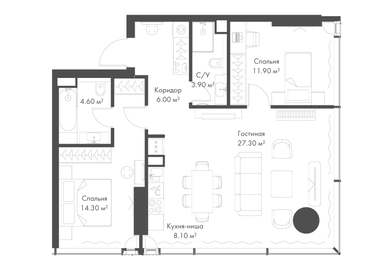 3 ккв (Евро) 76,1 м²