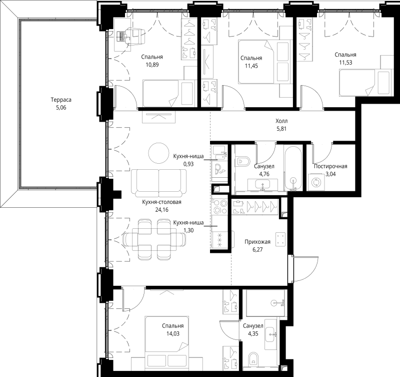 5 ккв (Евро) 103,6 м²