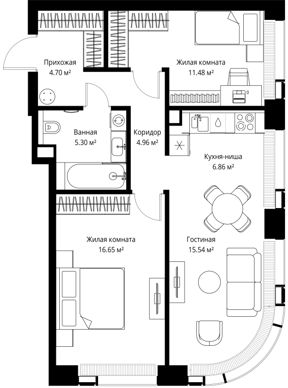 3 ккв (Евро) 65,5 м²
