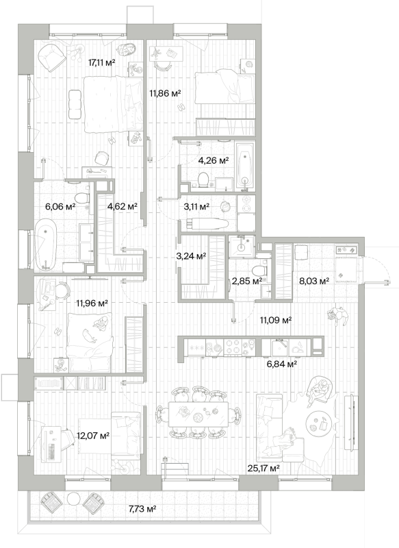 5 ккв (Евро) 130,6 м²