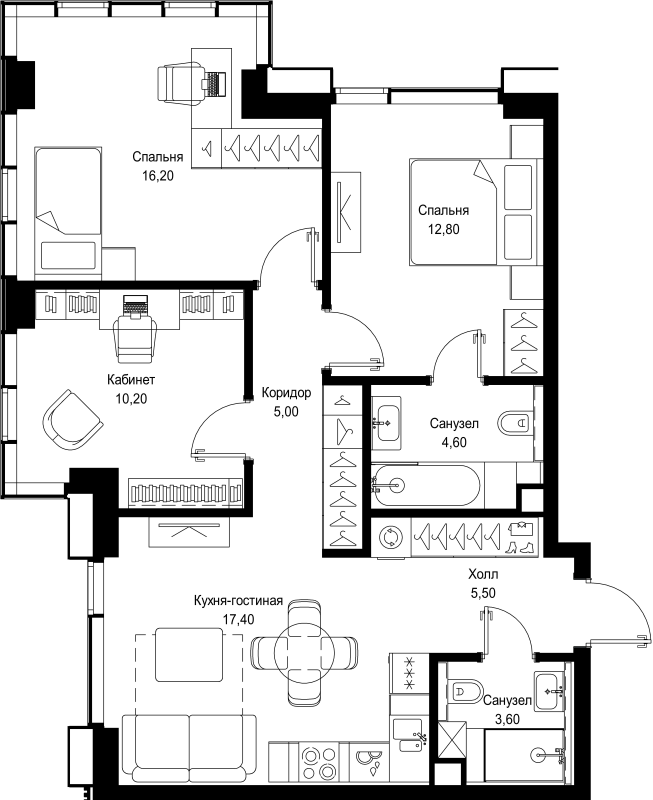 4 ккв (Евро) 75,3 м²