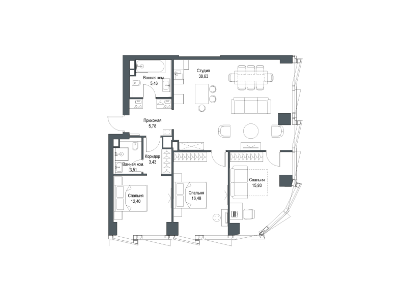 4 ккв (Евро) 101,8 м²