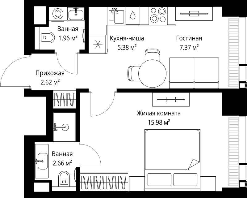 1 ккв 36 м²