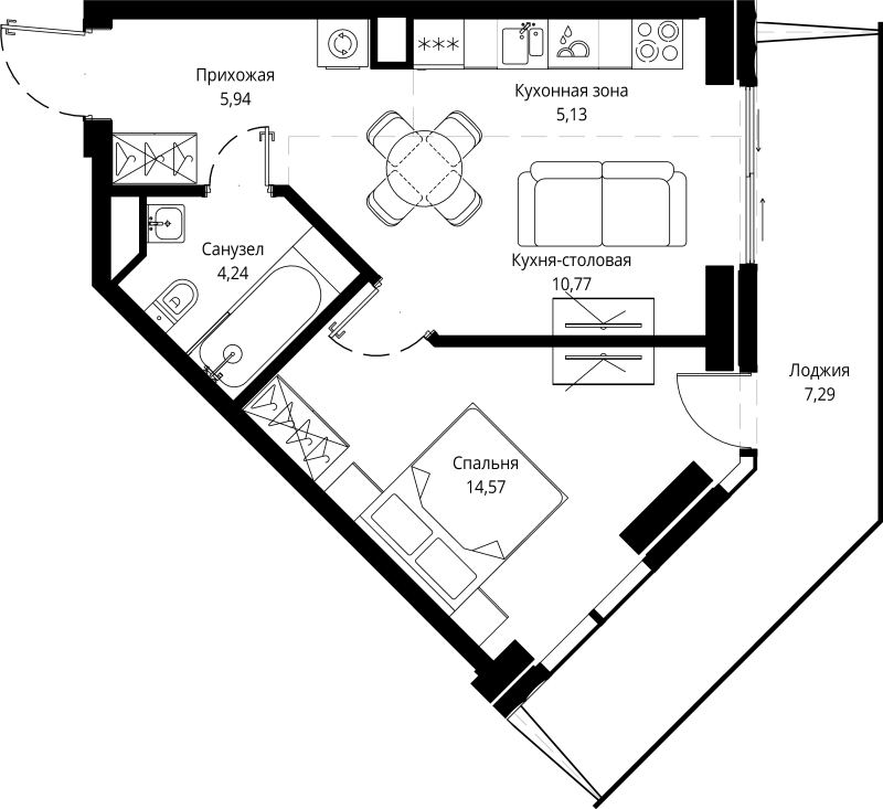 2 ккв (Евро) 48,4 м²