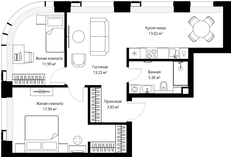 3 ккв (Евро) 65,4 м²