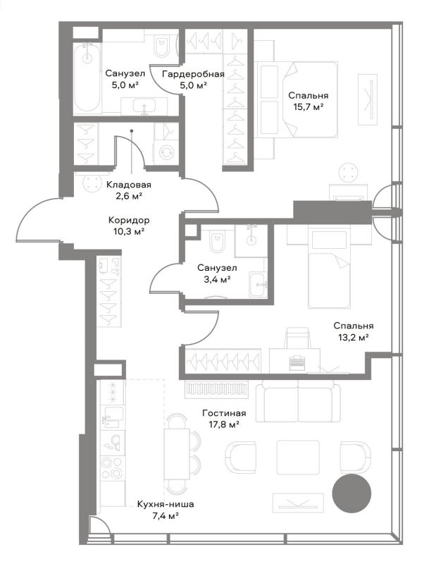 3 ккв (Евро) 79,4 м²