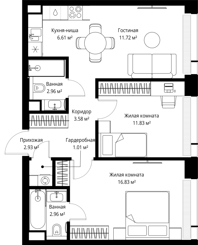 3 ккв (Евро) 60,4 м²