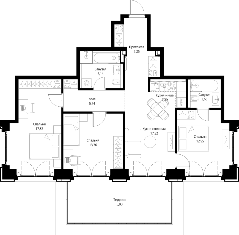 4 ккв (Евро) 92,1 м²