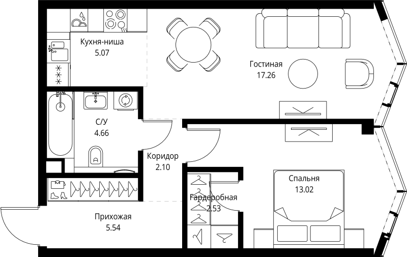 2 ккв (Евро) 50,2 м²
