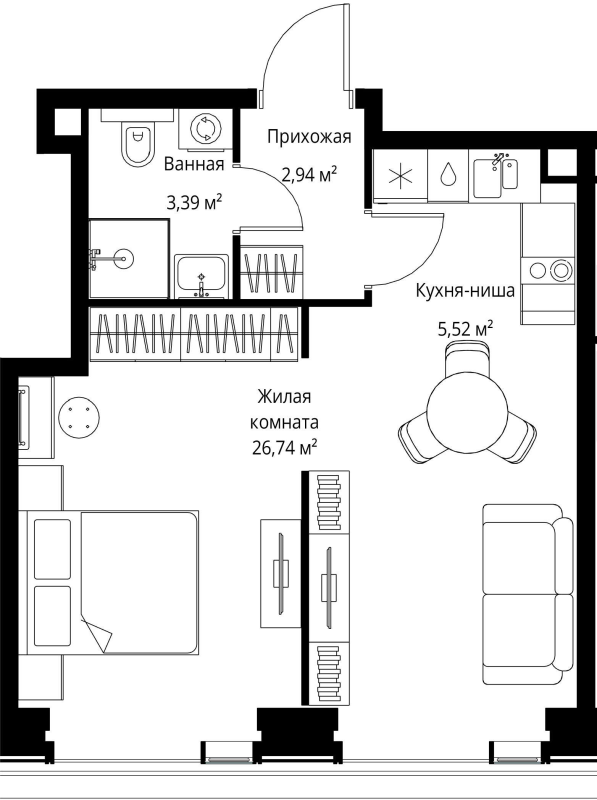 1 ккв 38,6 м²