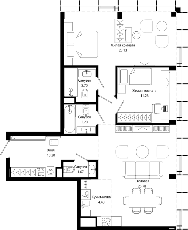 3 ккв (Евро) 84,2 м²