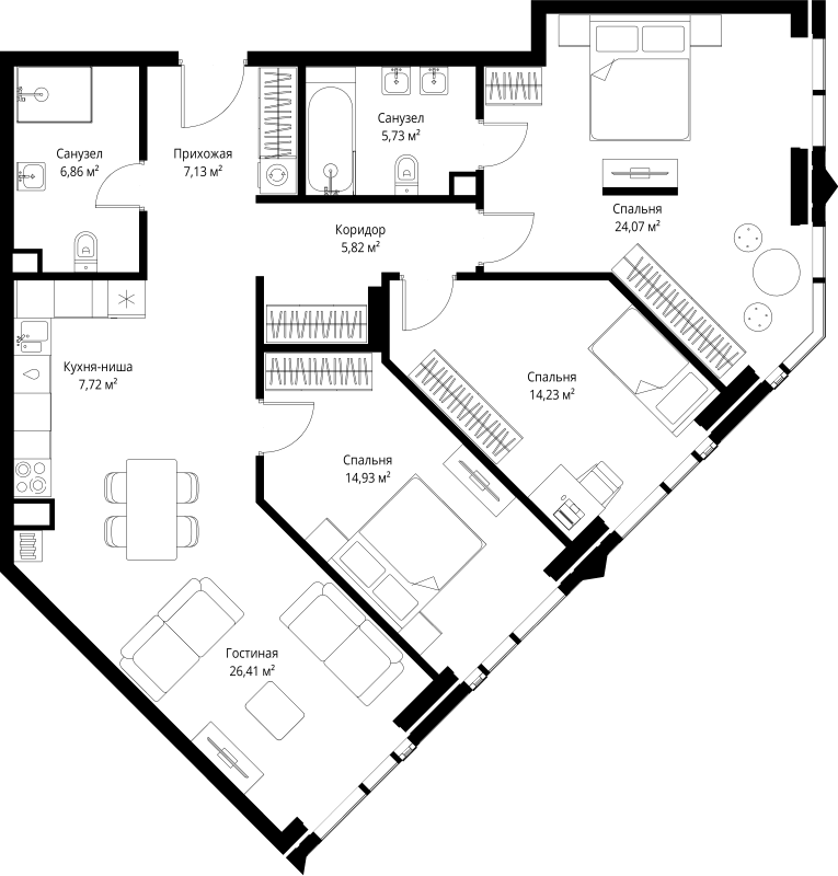 4 ккв (Евро) 112,9 м²