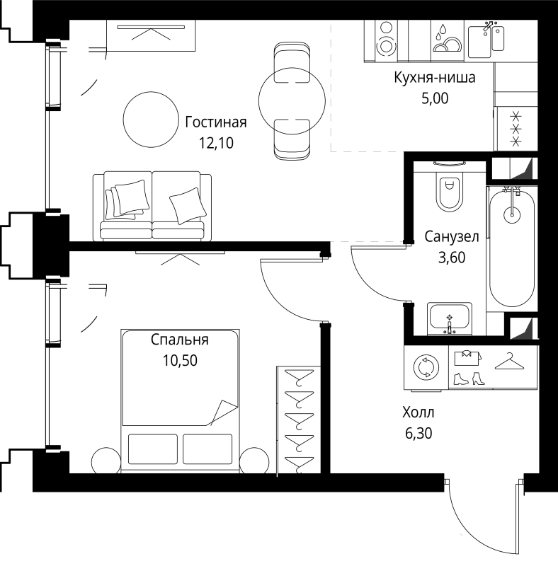 2 ккв (Евро) 37,9 м²