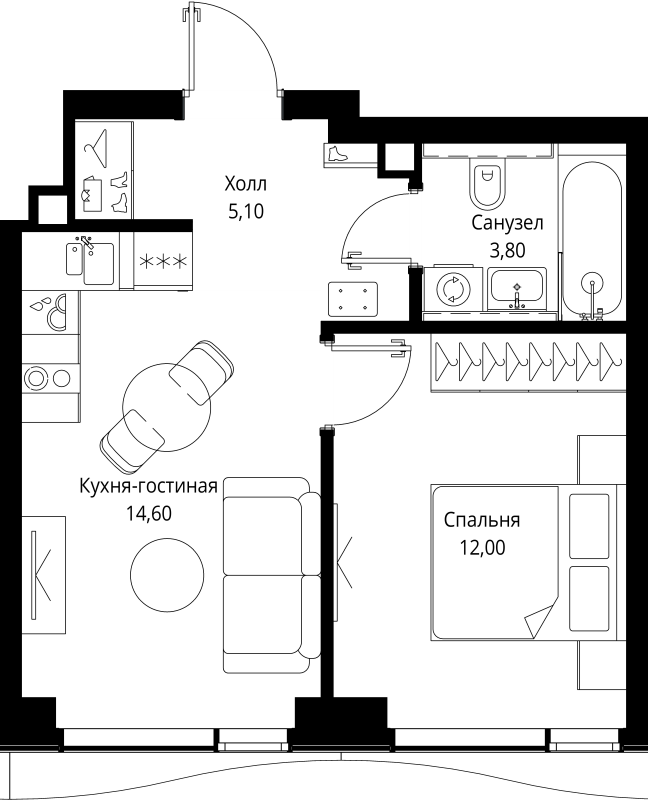 1 ккв 35,5 м²