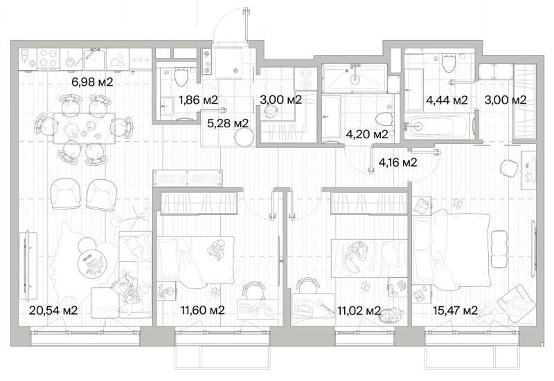 4 ккв (Евро) 91,6 м²