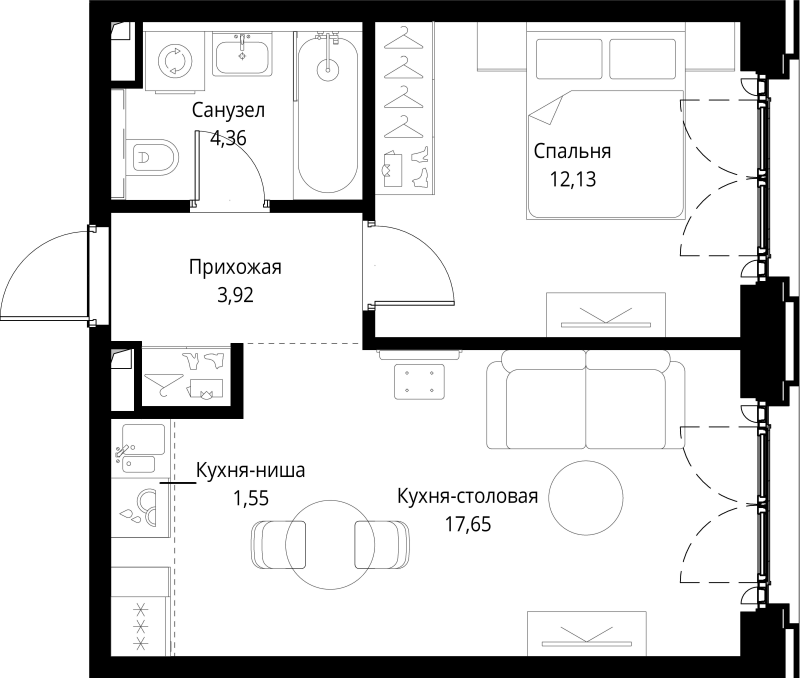 2 ккв (Евро) 39,6 м²