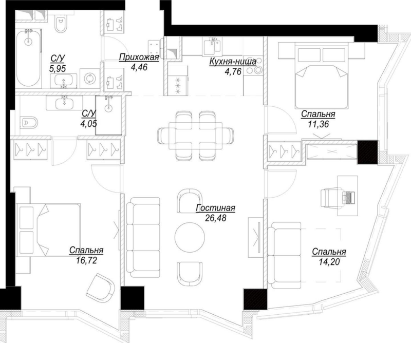 4 ккв (Евро) 88,2 м²