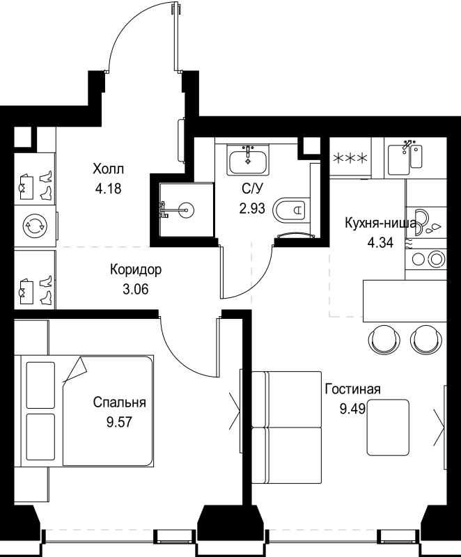 1 ккв 33,6 м²