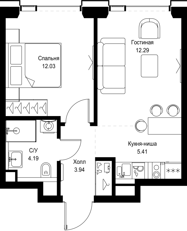 2 ккв (Евро) 37,9 м²