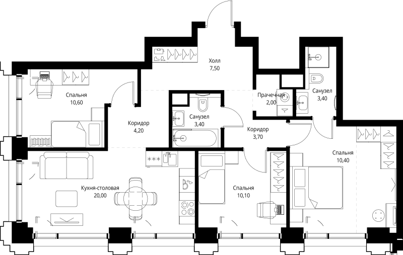 4 ккв (Евро) 81,8 м²
