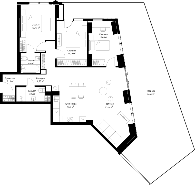 4 ккв (Евро) 119 м²