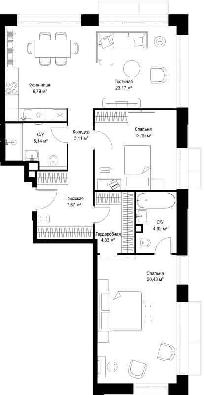 3 ккв (Евро) 89,3 м²