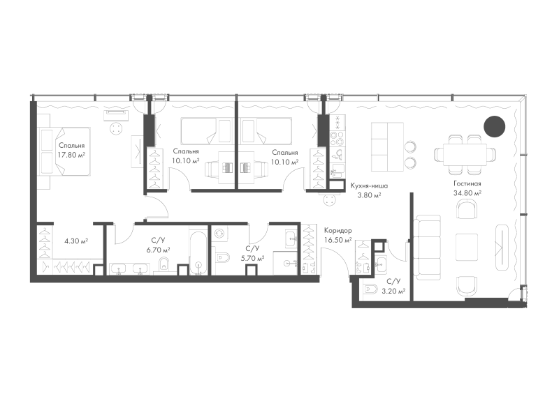 4 ккв (Евро) 113 м²