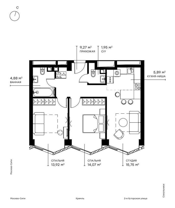 2 ккв (Евро) 66,4 м²