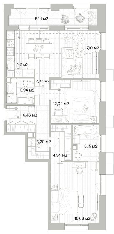 3 ккв (Евро) 82,9 м²