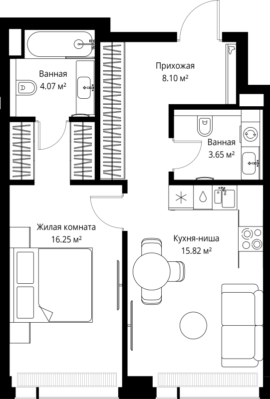 2 ккв (Евро) 47,9 м²